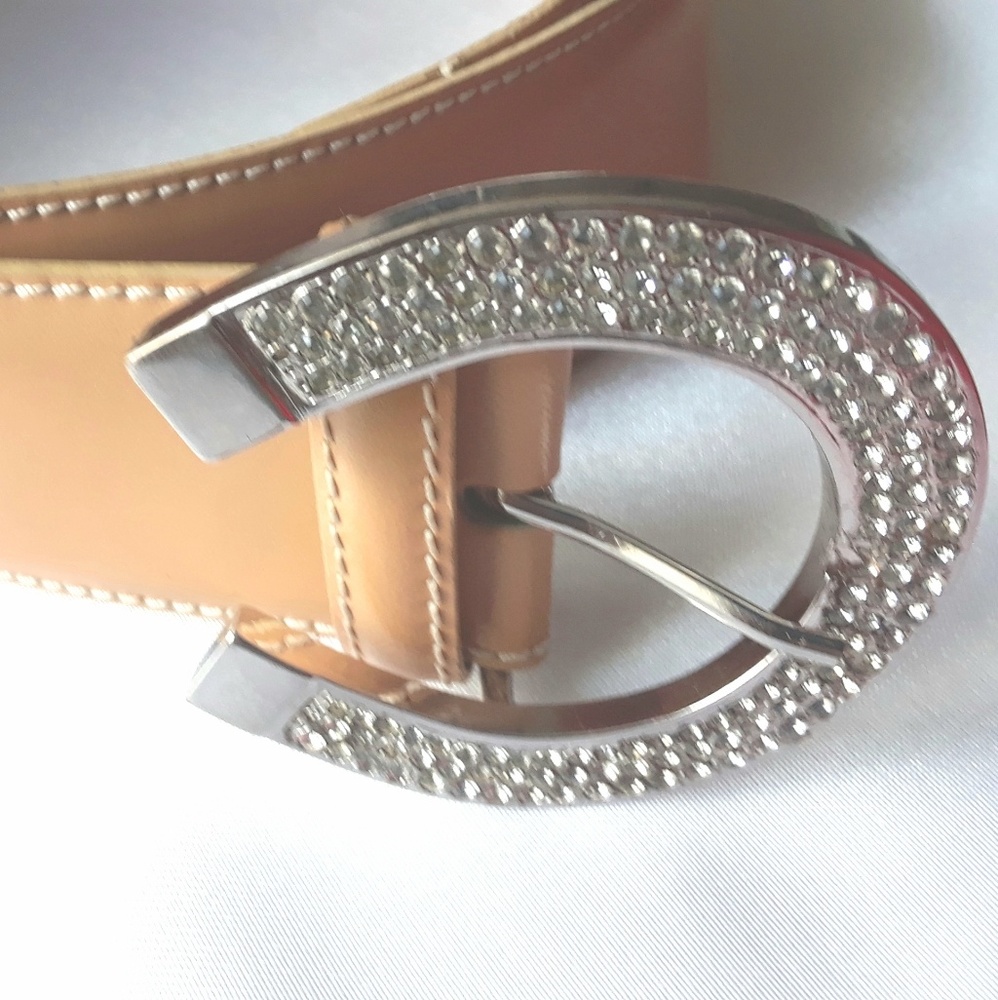 Moschino Rhinestone Leather Belt